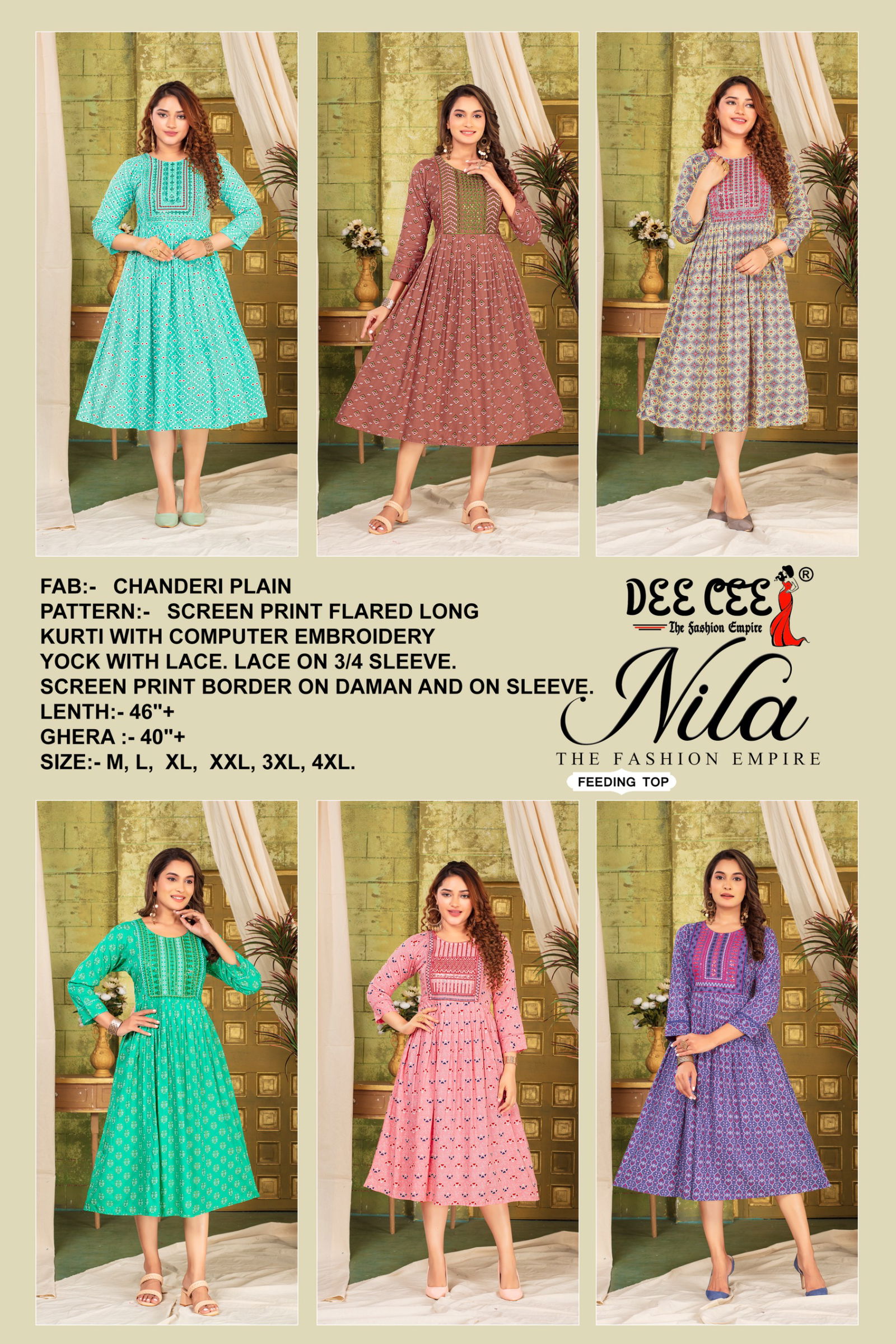 Nila By Deecee Feeding Flared Rayon Printed Kurtis Wholesale Price In Surat